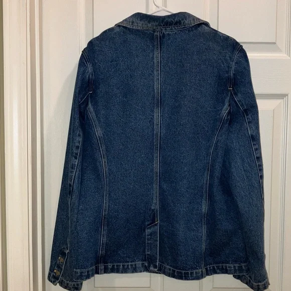 Bushwacker Denim Blazer Jacket Women’s Size 16 Blue Jean Coat 100% Cotton Fall - Picture 2 of 7